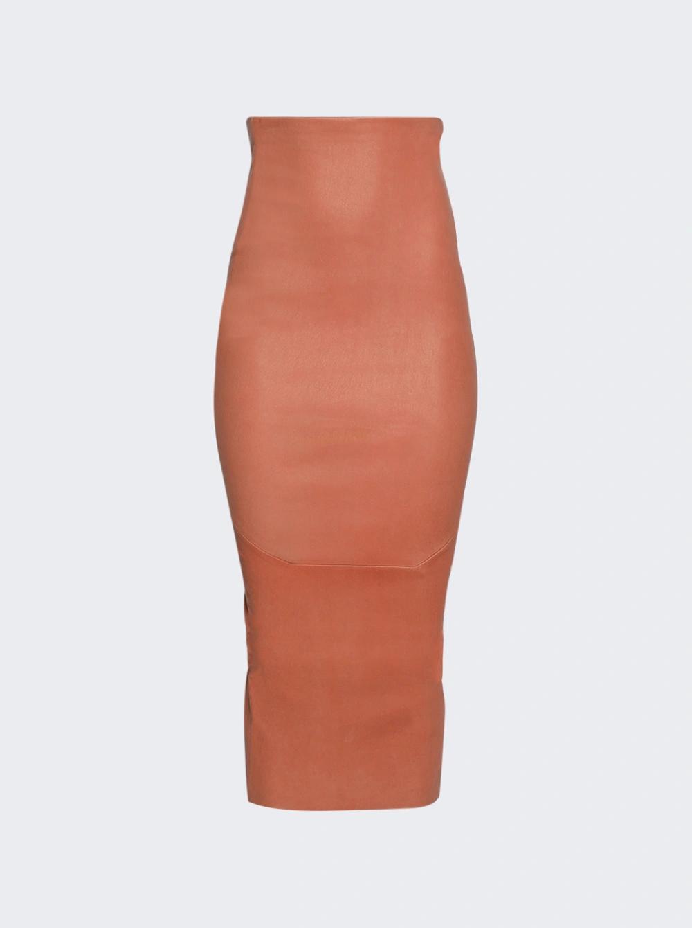 Calf Dirt Pillar Skirt Coral  | The Webster by RICK OWENS