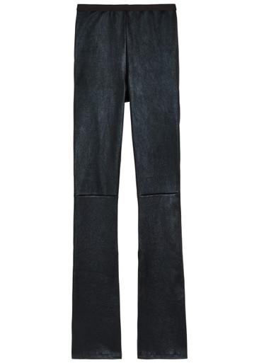 Carmen flared-leg leather-blend trousers by RICK OWENS
