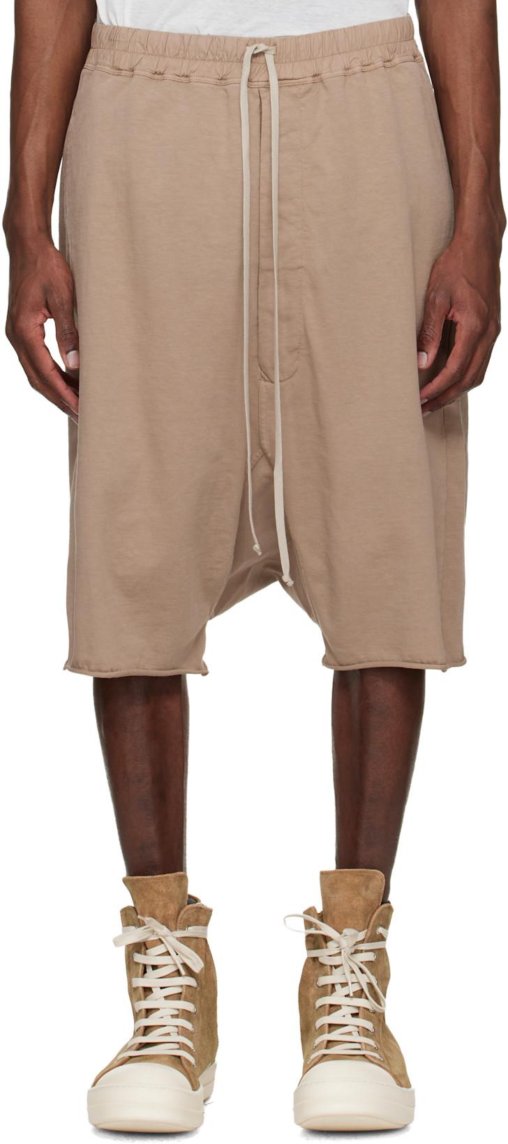 Beige Temple Drawstring Pods Shorts by RICK OWENS DRKSHDW