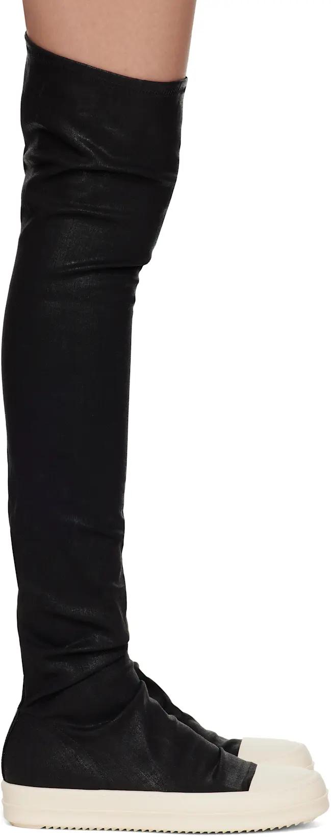 Black Hollywood High-Sock Sneaks Tall Boots by RICK OWENS DRKSHDW