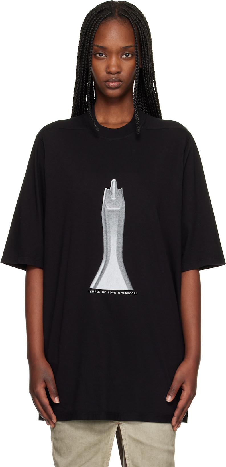 Black Temple Jumbo S/S T-shirt by RICK OWENS DRKSHDW