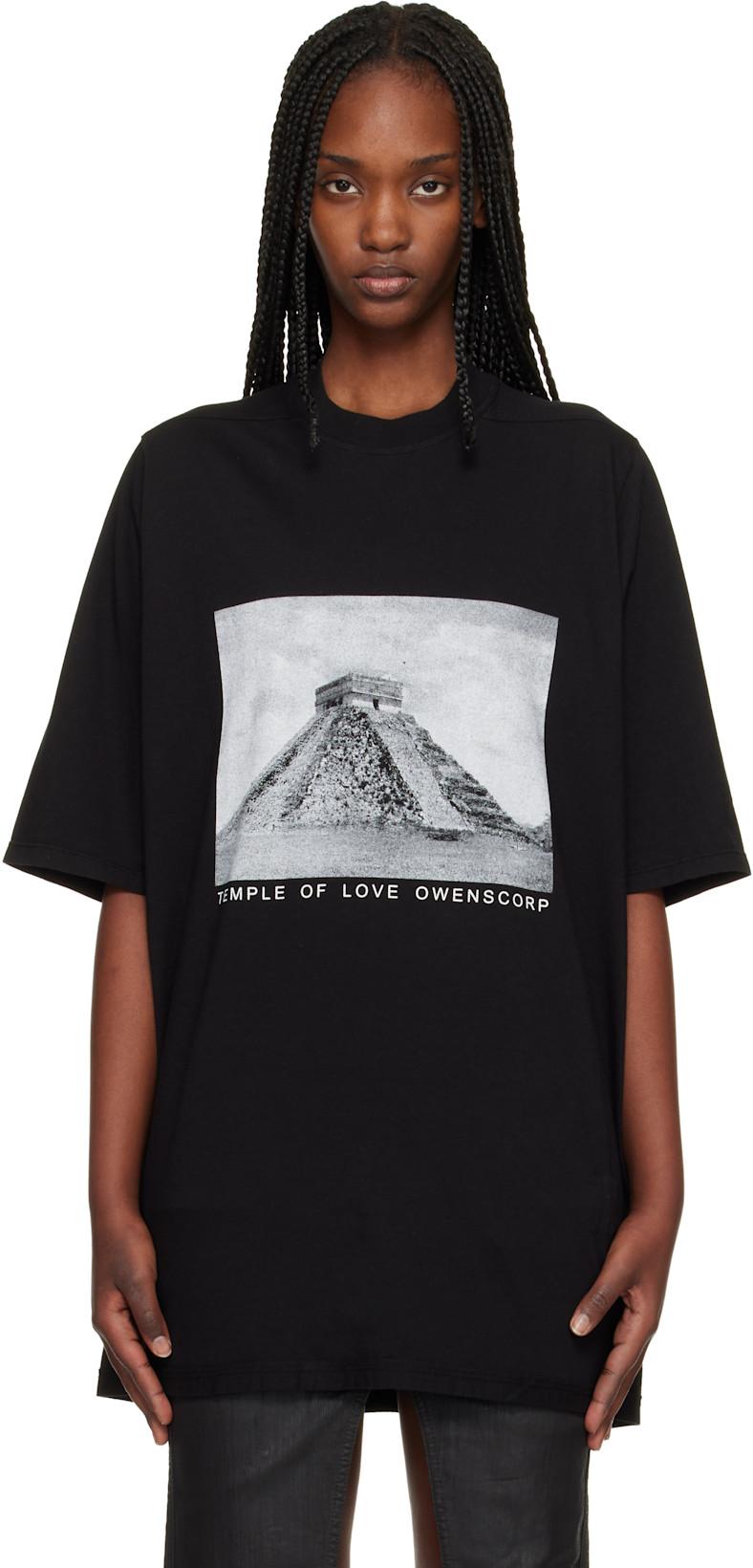 Black Temple Jumbo S/S T-shirt by RICK OWENS DRKSHDW