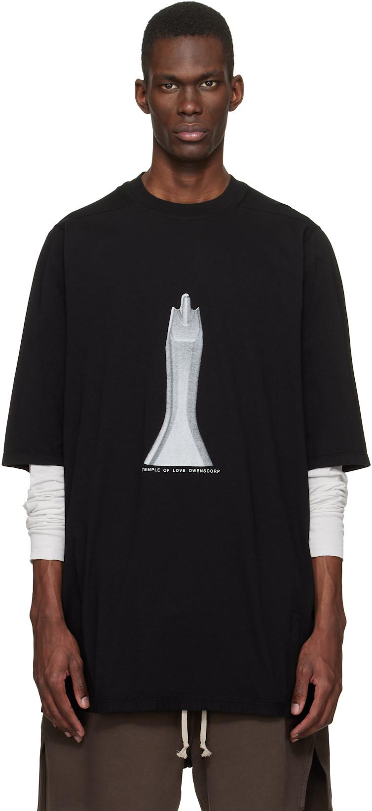 Black Temple Jumbo S/S T-shirt by RICK OWENS DRKSHDW