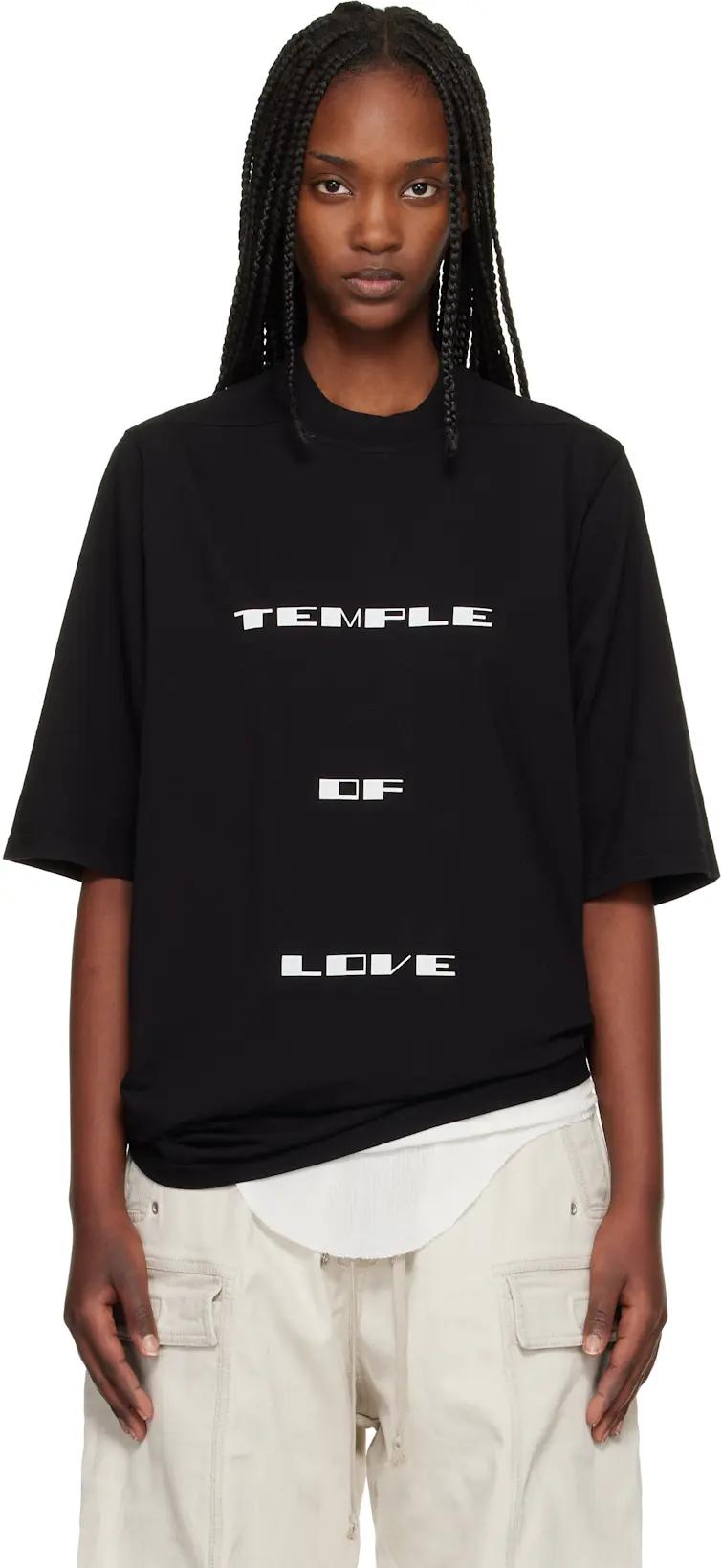 Black Temple Jumbo S/S T-shirt by RICK OWENS DRKSHDW