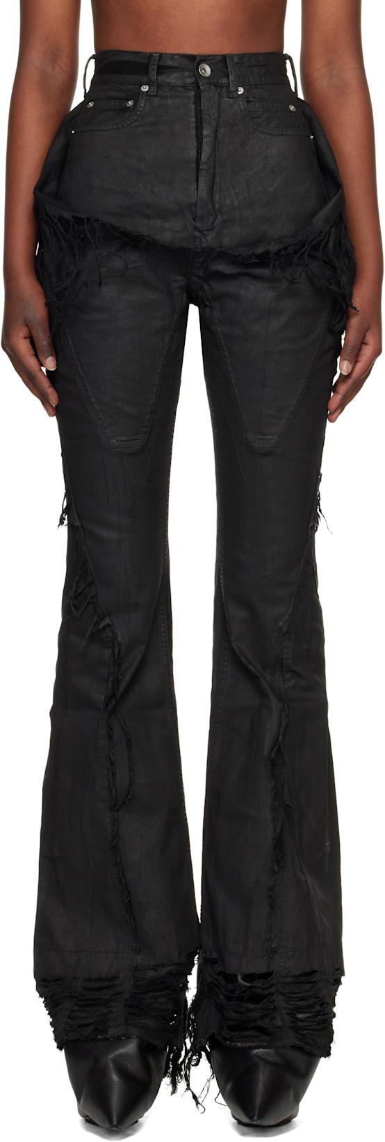 Black Temple Slivered Bootcut Jeans by RICK OWENS DRKSHDW