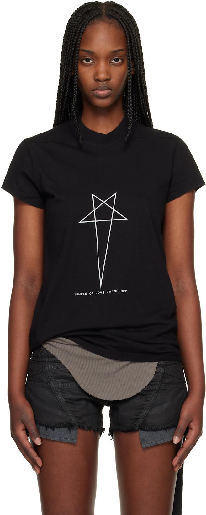 Black Temple Small Level T-shirt by RICK OWENS DRKSHDW