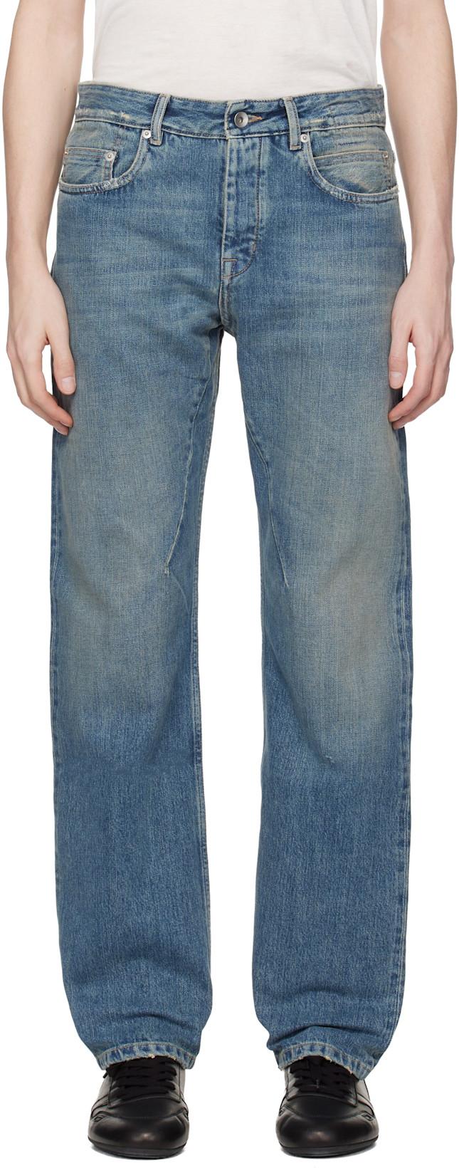 Blue Temple Fog Cut Jeans by RICK OWENS DRKSHDW