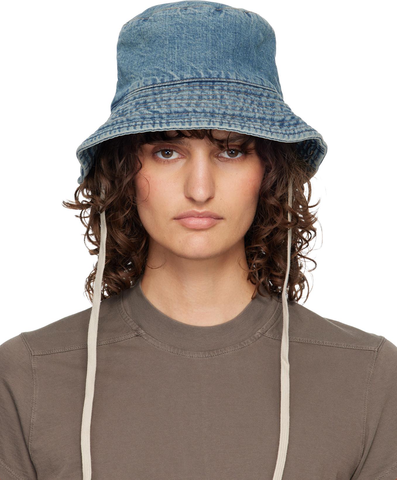 Blue Temple Gilligan Denim Bucket Hat by RICK OWENS DRKSHDW