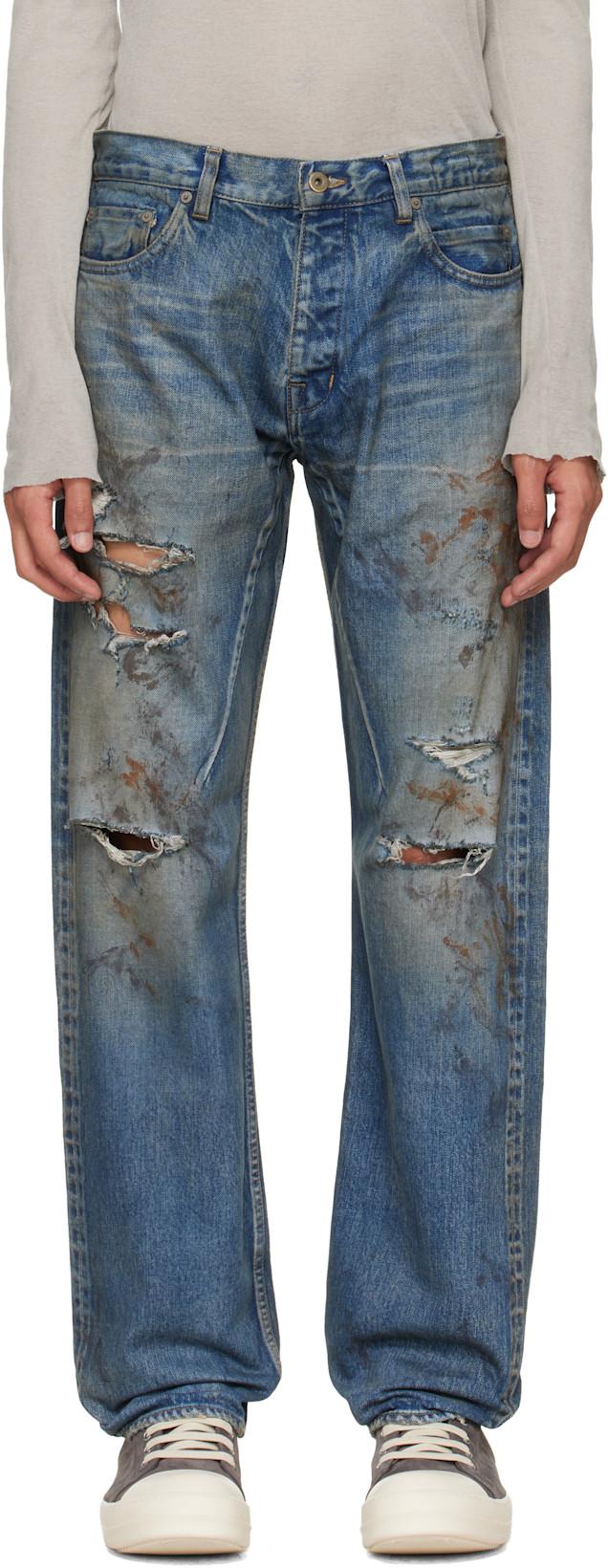Blue Temple Kurdt Jeans by RICK OWENS DRKSHDW