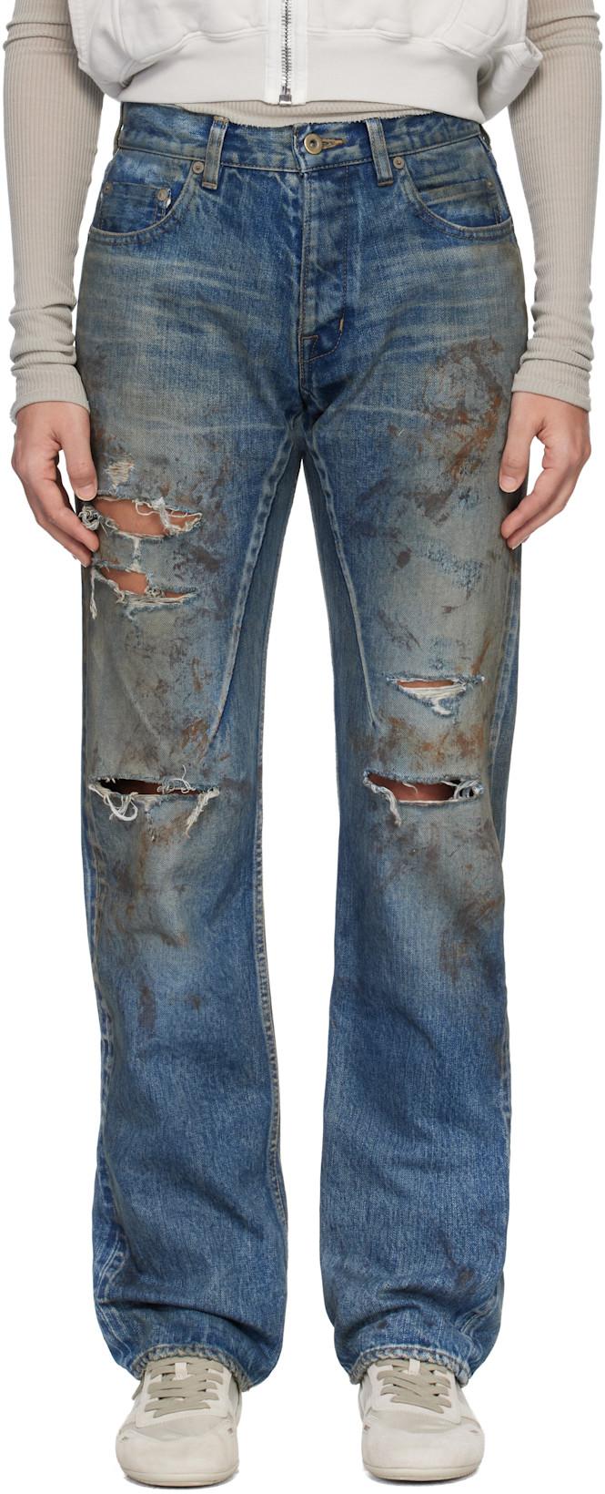 Blue Temple Kurdt Jeans by RICK OWENS DRKSHDW