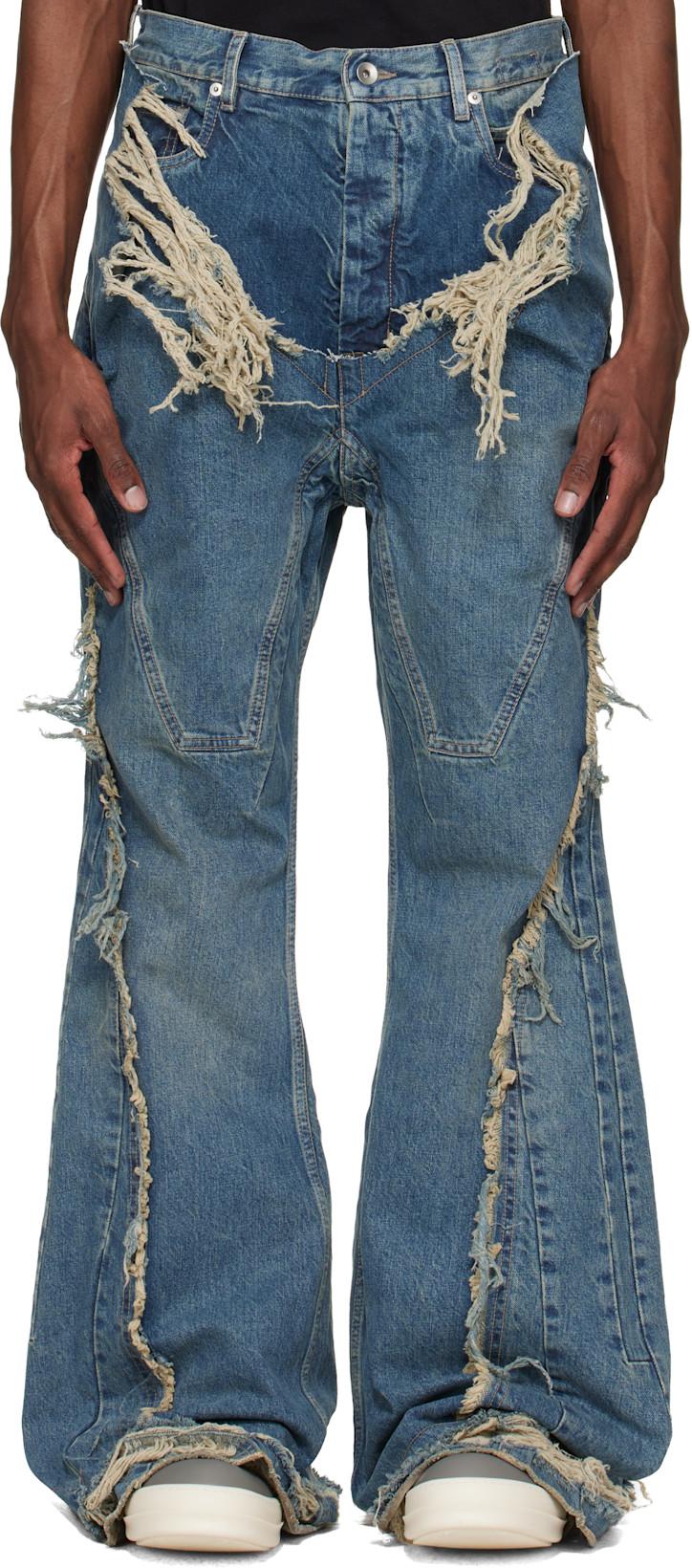 Blue Temple Slivered Bootcut Jeans by RICK OWENS DRKSHDW