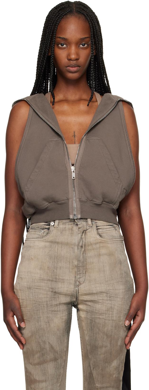 Brown Temple Cyclops SL Hoodie by RICK OWENS DRKSHDW