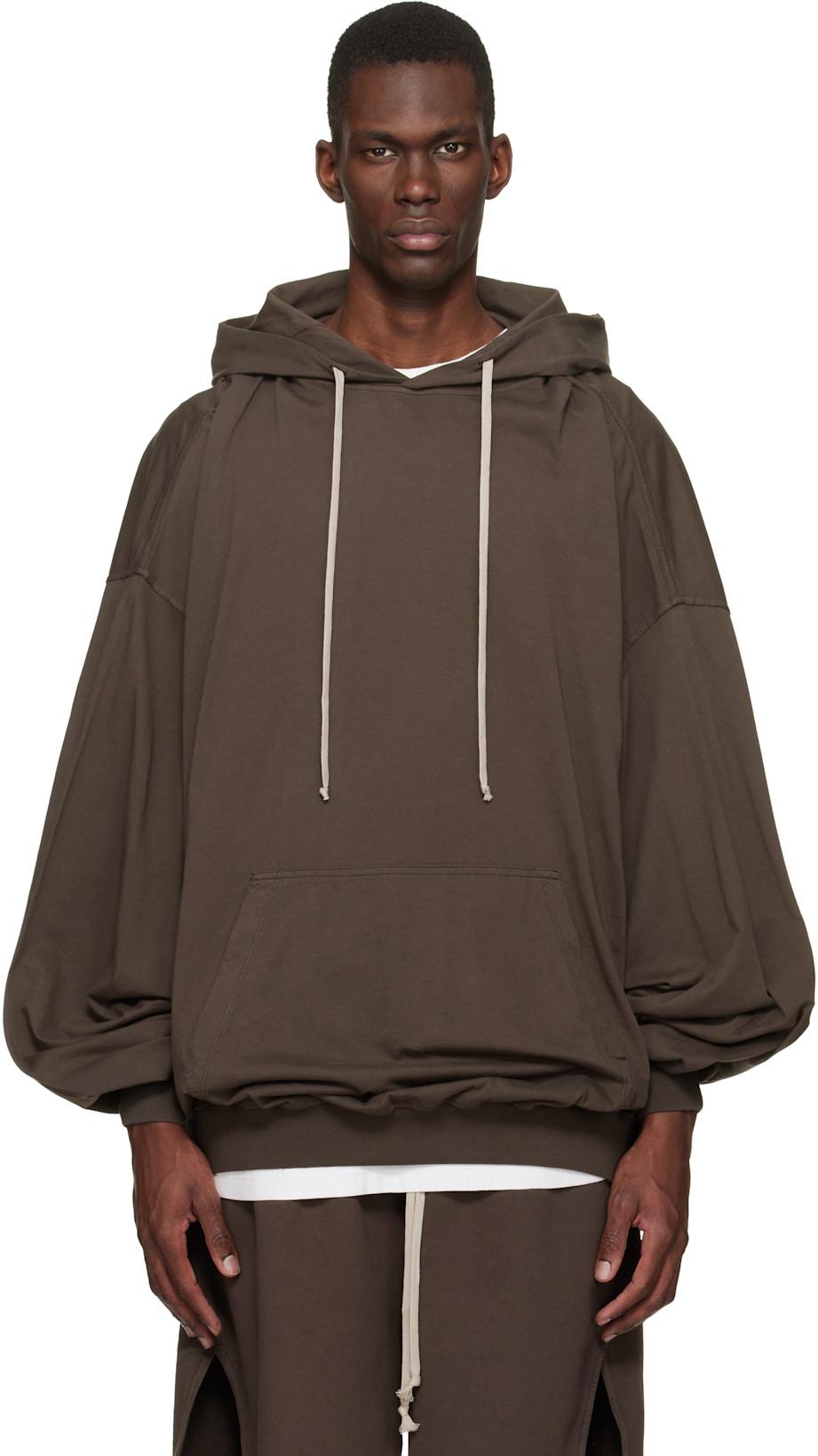 Brown Temple Hun Hoodie by RICK OWENS DRKSHDW