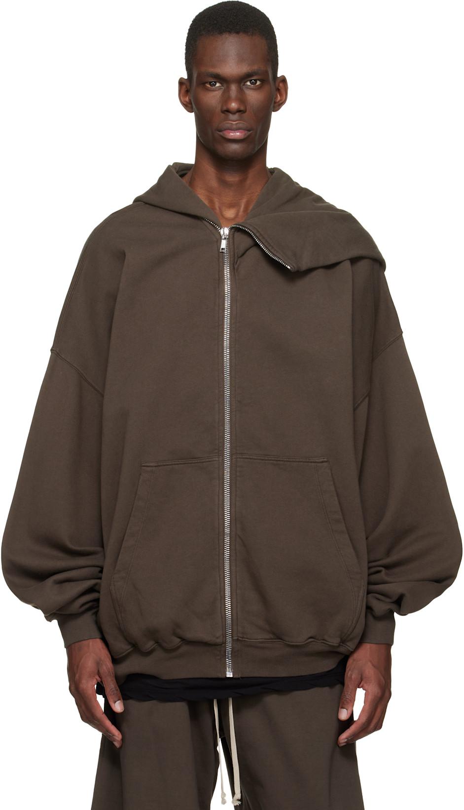 Brown Temple Mountain Hun Hoodie by RICK OWENS DRKSHDW