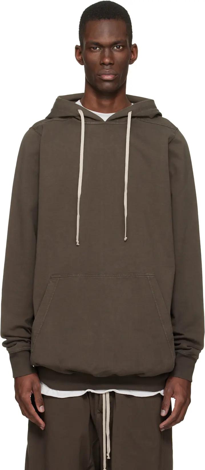 Brown Temple Pullover Hoodie by RICK OWENS DRKSHDW