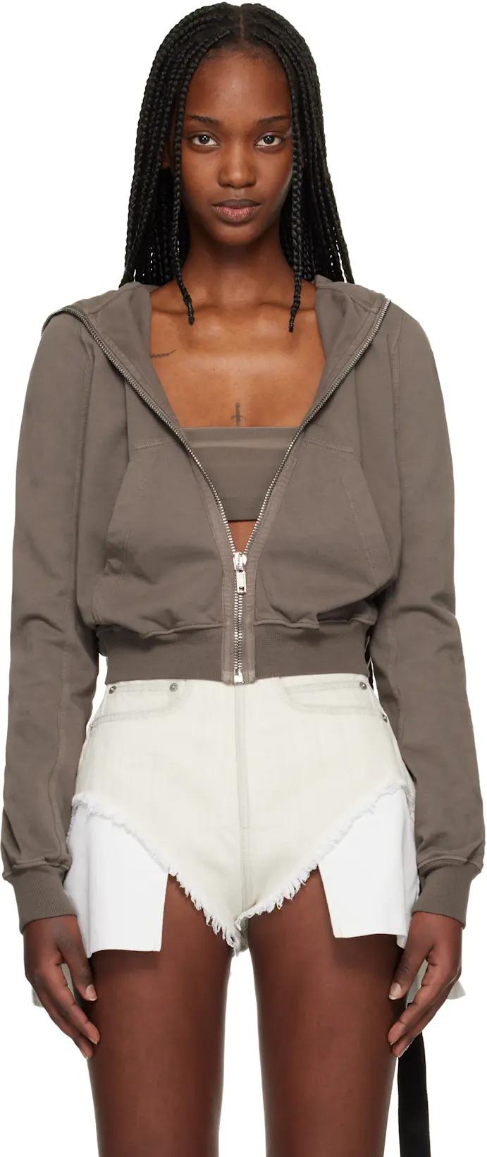 Brown Temple Small Hoodie by RICK OWENS DRKSHDW
