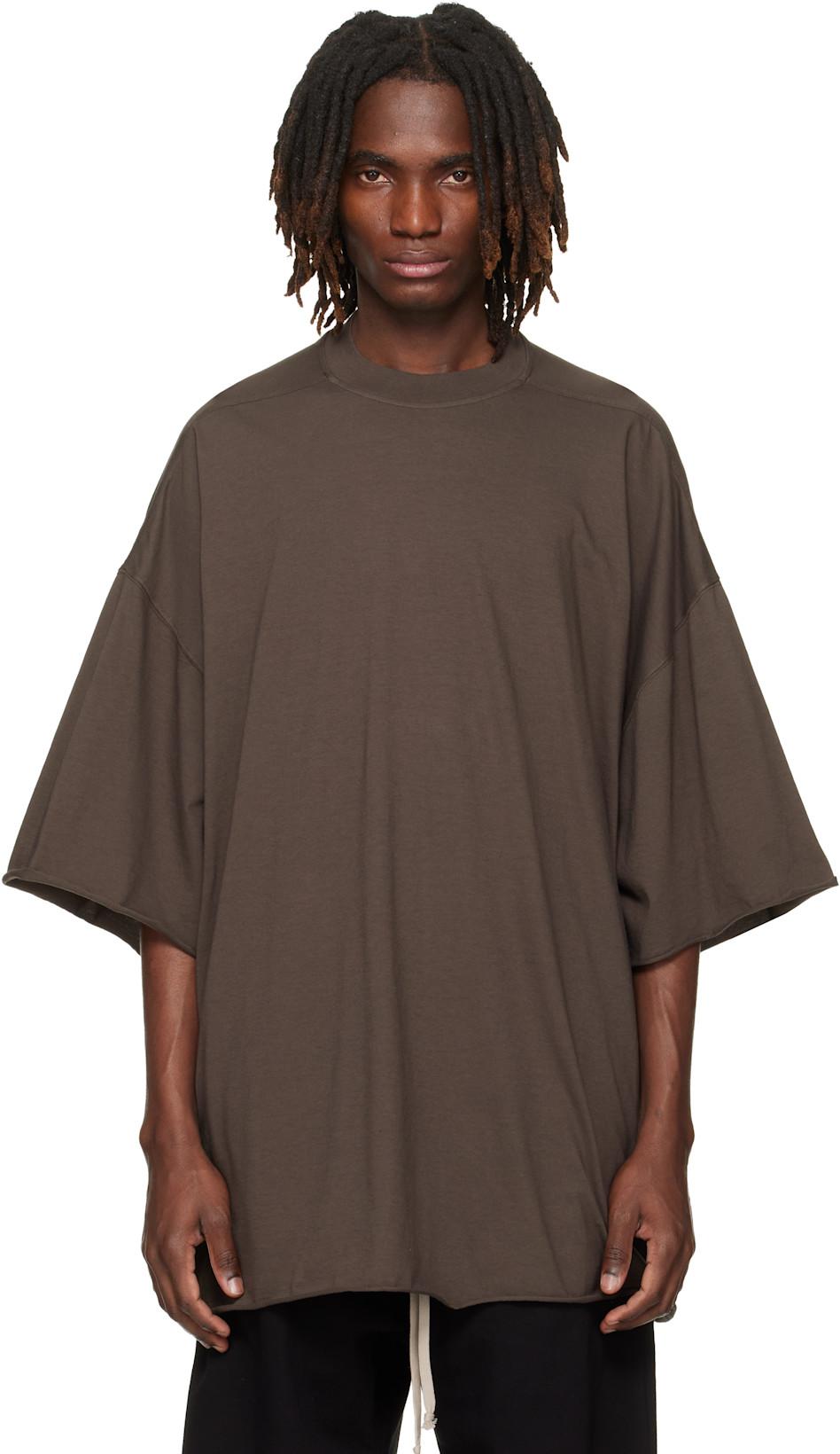 Brown Temple Tommy T-shirt by RICK OWENS DRKSHDW
