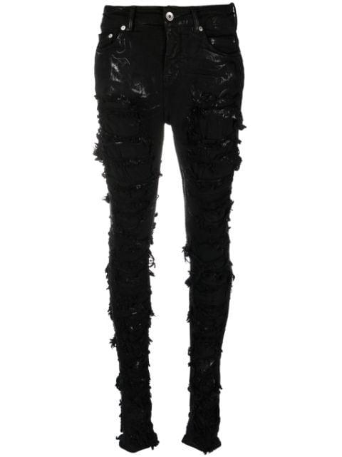 Detroit high-rise ripped skinny jeans by RICK OWENS DRKSHDW