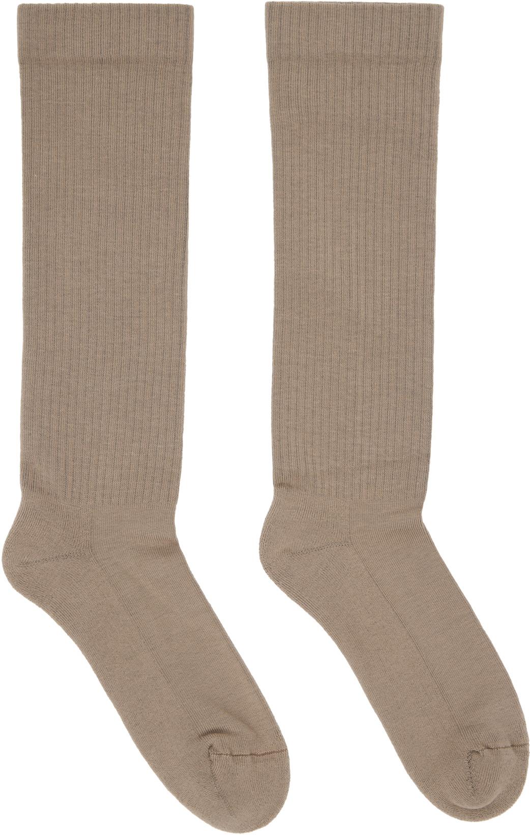 Gray Concordians Knee High Socks by RICK OWENS DRKSHDW