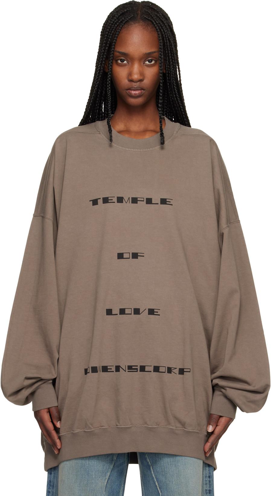 Gray Temple Hun Crewneck Sweatshirt by RICK OWENS DRKSHDW