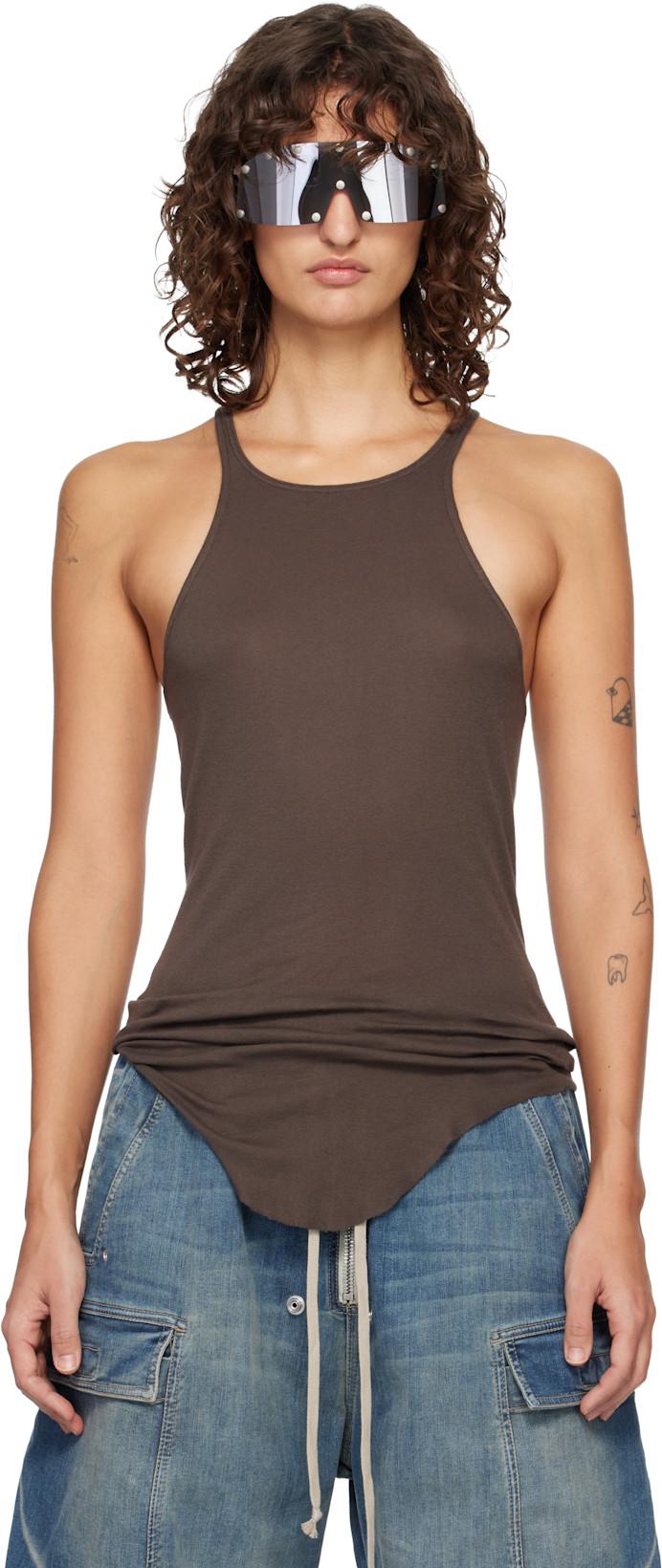 Gray Temple Racer Back Tank Top by RICK OWENS DRKSHDW