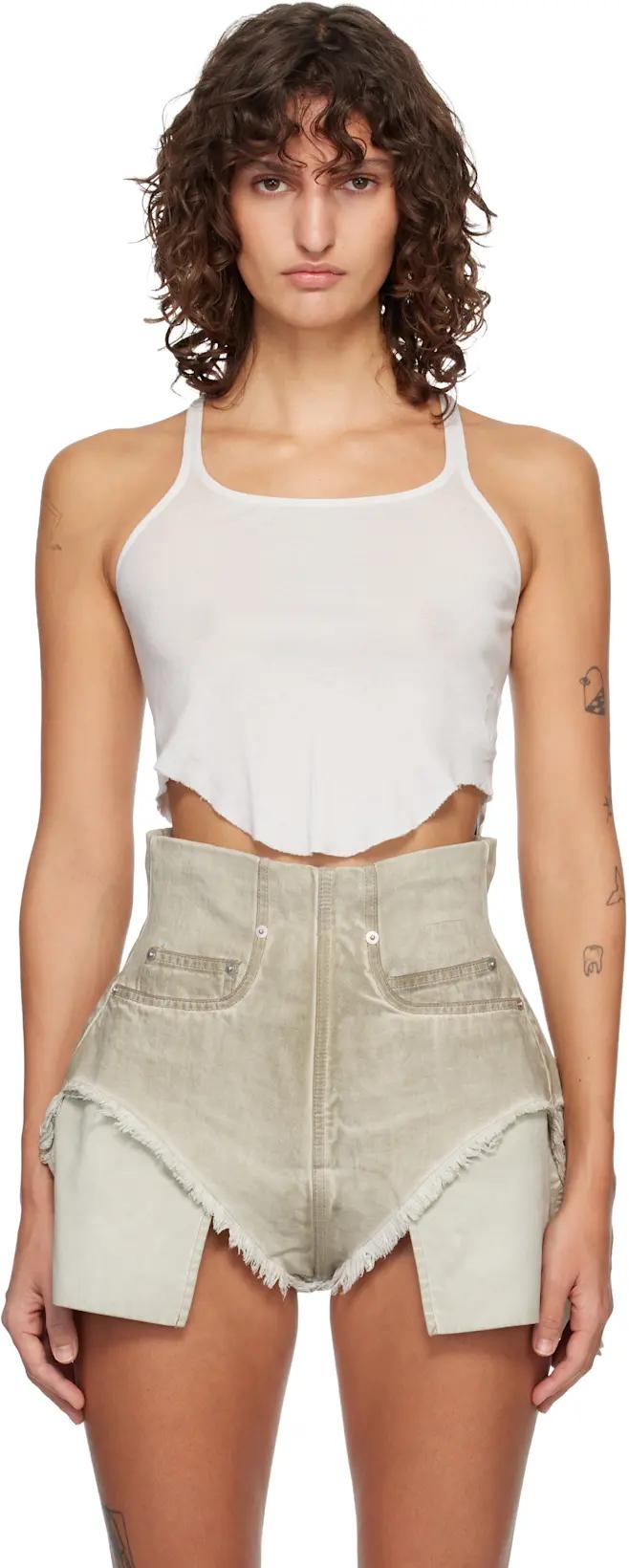 Off-White Temple Basic Cropped Tank Top by RICK OWENS DRKSHDW