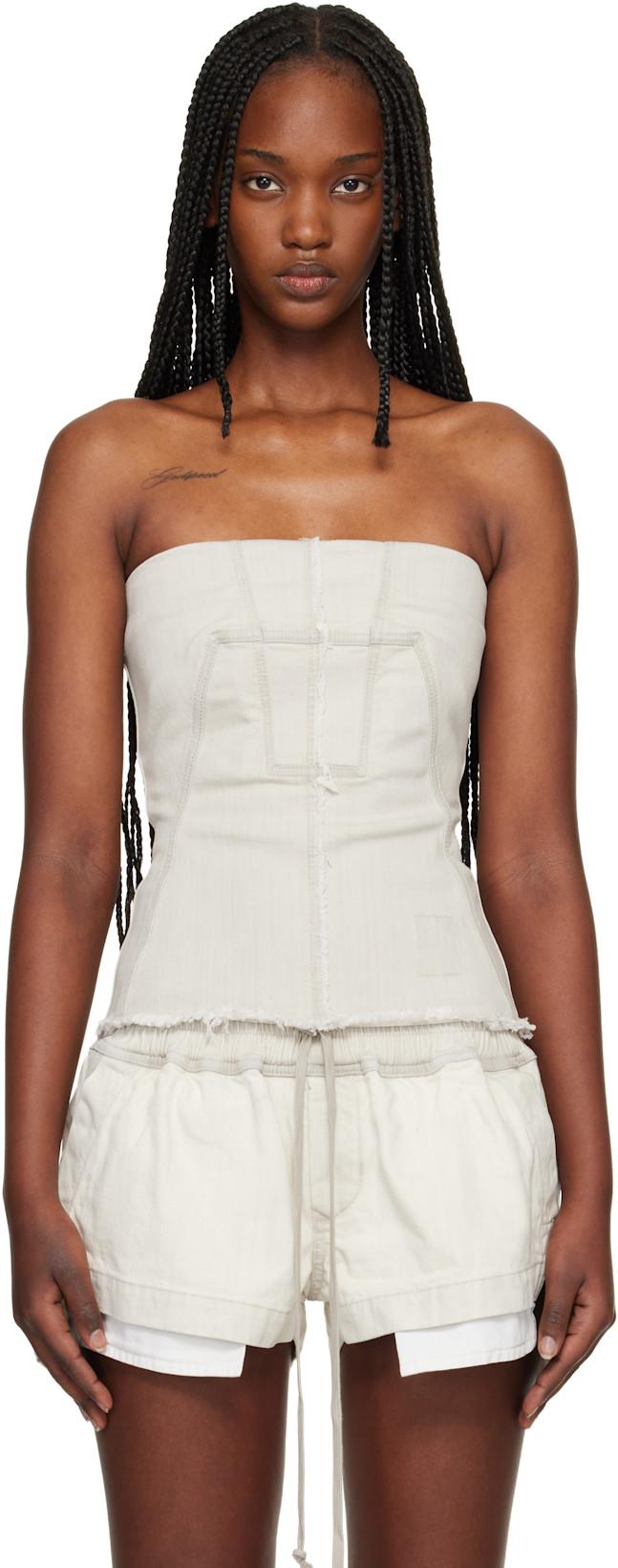 Off-White Temple Bustier Denim Top by RICK OWENS DRKSHDW