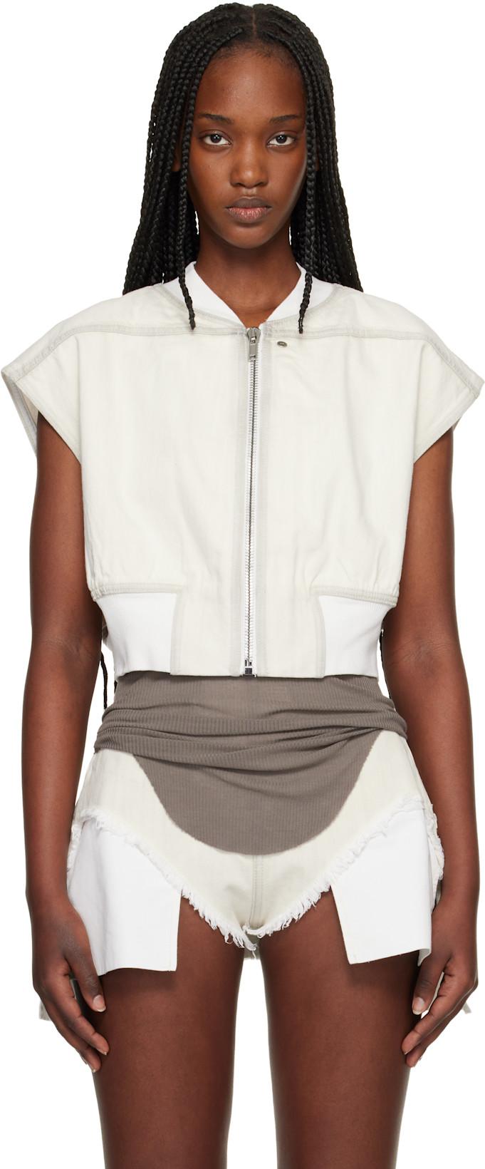 Off-White Temple Tatlin Denim Bomber Vest by RICK OWENS DRKSHDW