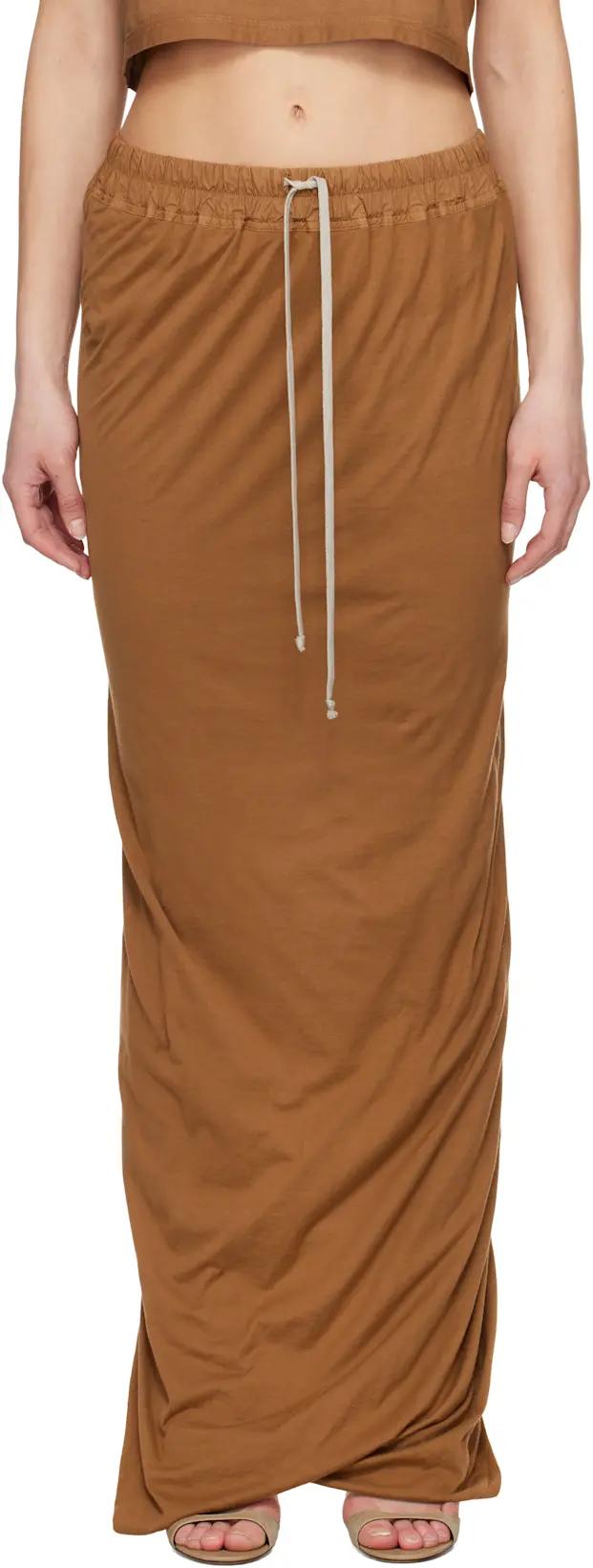 Orange Hollywood Pull On Pillar Maxi Skirt by RICK OWENS DRKSHDW