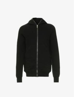 Ribbed-trim zipped cotton-jersey hoody by RICK OWENS DRKSHDW