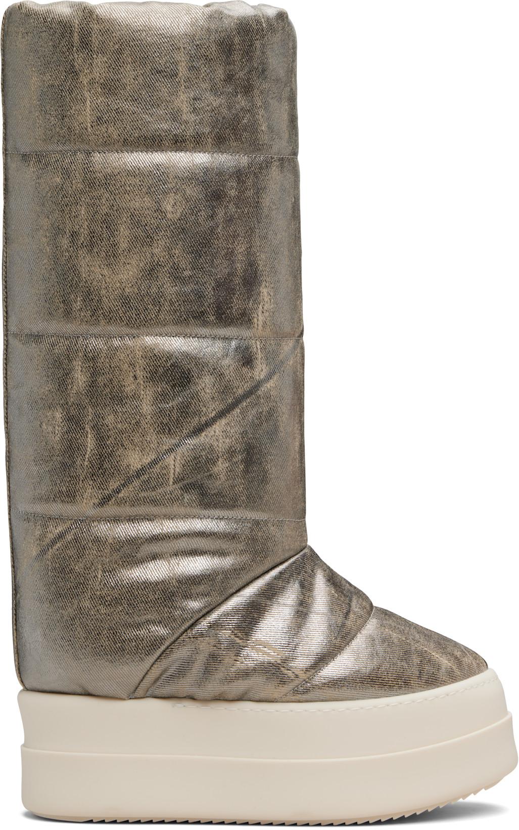 Silver Concordians Mega Bumper Knee High Lunar Boots by RICK OWENS DRKSHDW
