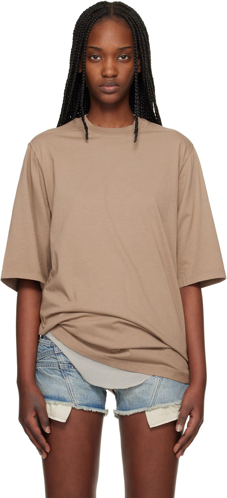 Tan Temple Jumbo SS T-shirt by RICK OWENS DRKSHDW