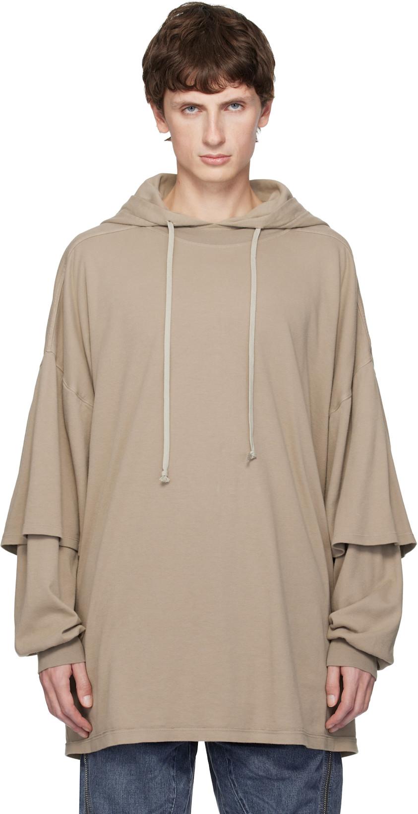 Taupe Concordians Tommu Hustler Hoodie by RICK OWENS DRKSHDW