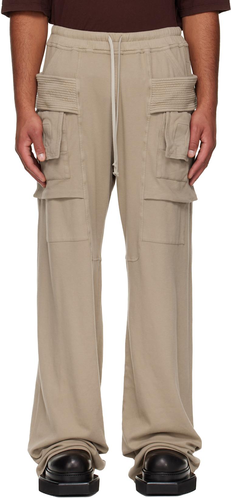 Taupe Concordians Wide Creatch Cargo Pants by RICK OWENS DRKSHDW