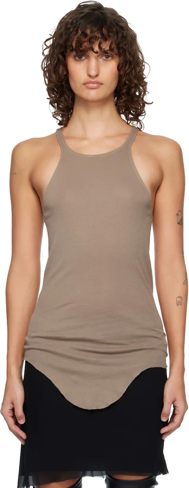 Taupe Temple Racer Back Tank Top by RICK OWENS DRKSHDW
