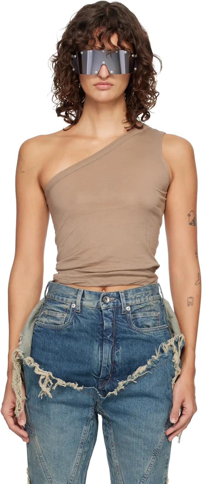 Taupe Temple SL Ziggy Top by RICK OWENS DRKSHDW