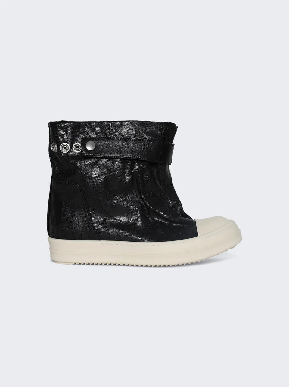Tower Elephant Low Boot in Megacrust Denim Black by RICK OWENS DRKSHDW