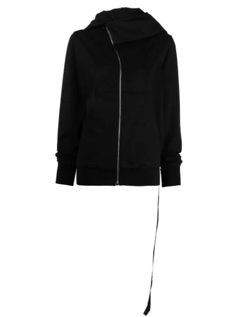 asymmetric zip up cotton hoodie by RICK OWENS DRKSHDW jellibeans