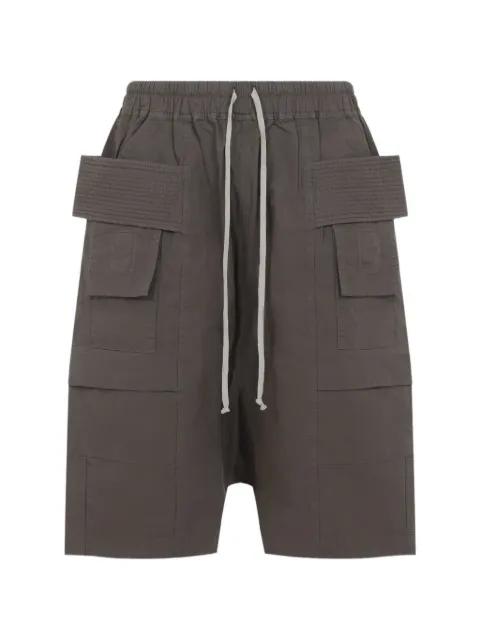 beige cotton creatch cargo shorts by RICK OWENS DRKSHDW