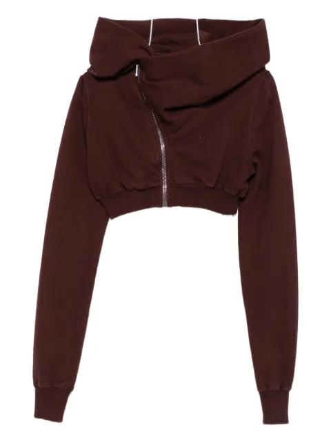 cowl-neck zip-front cropped sweatshirt by RICK OWENS DRKSHDW