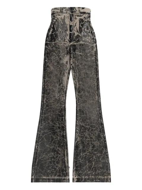 crackle-effect flared trousers by RICK OWENS DRKSHDW