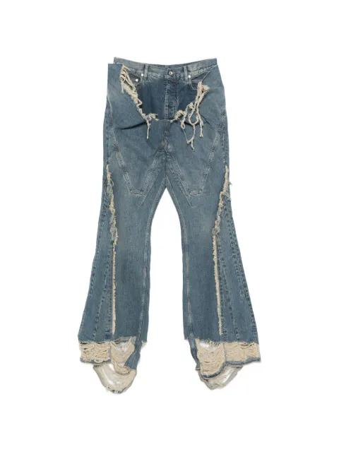 distressed flared jeans by RICK OWENS DRKSHDW