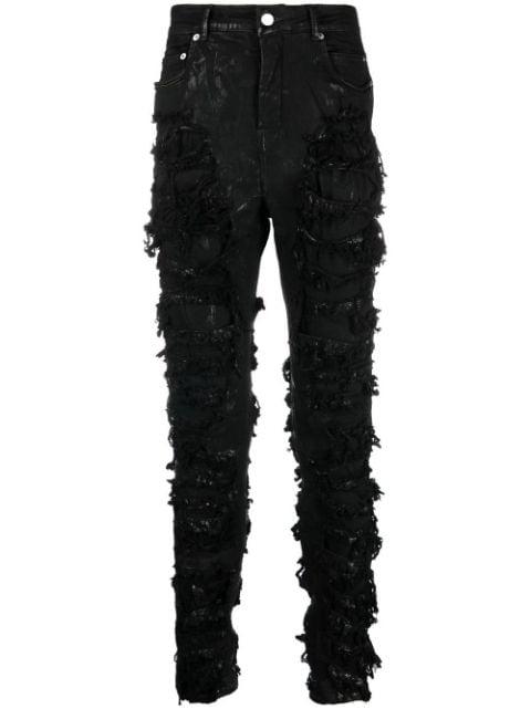 distressed slim-fit jeans by RICK OWENS DRKSHDW