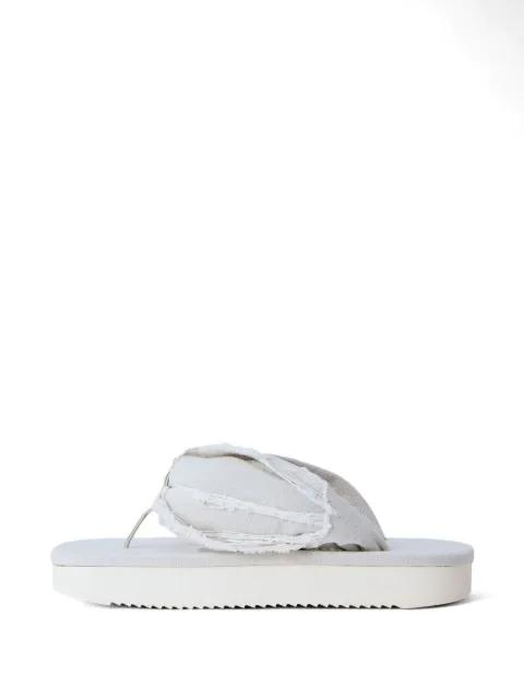 frayed denim sandals by RICK OWENS DRKSHDW