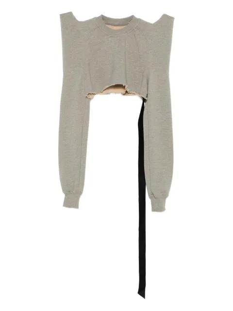 frayed-hem raglan-sleeve top by RICK OWENS DRKSHDW