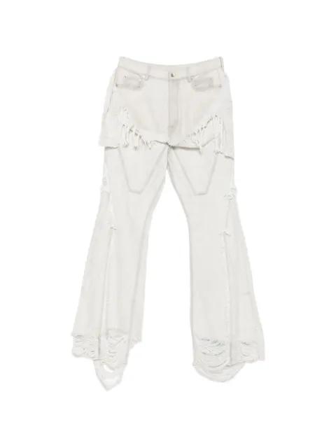 fringed distressed button-fastening jeans by RICK OWENS DRKSHDW