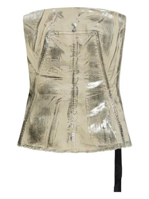 metallic-effect frayed-edge top by RICK OWENS DRKSHDW