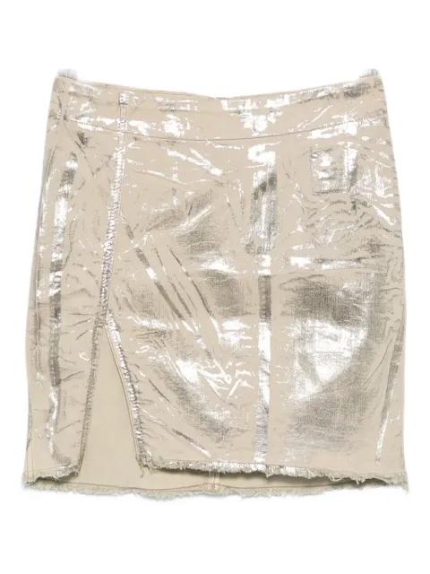 metallic frayed-edge mini skirt by RICK OWENS DRKSHDW