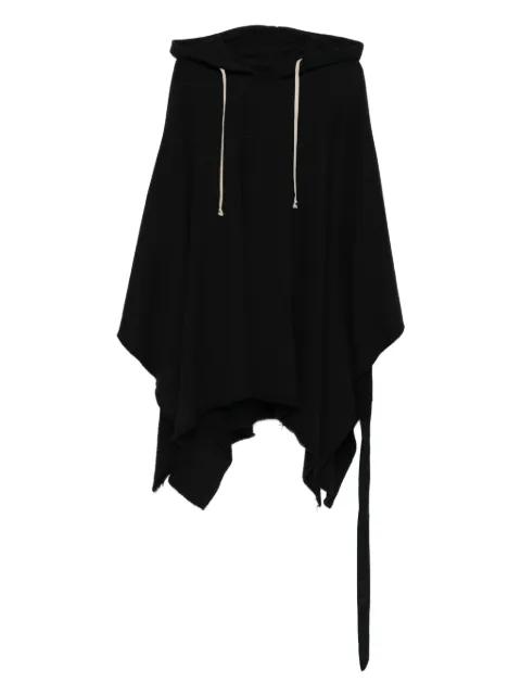 raw-edge drawstring poncho hoodie by RICK OWENS DRKSHDW
