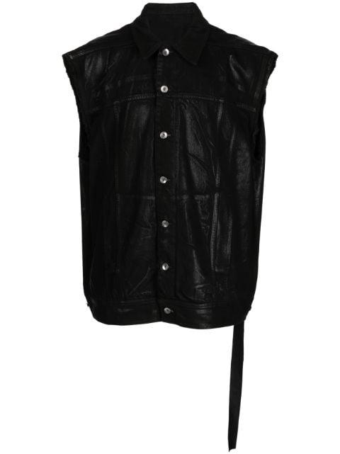 sleeveless wax-coated cotton vest by RICK OWENS DRKSHDW